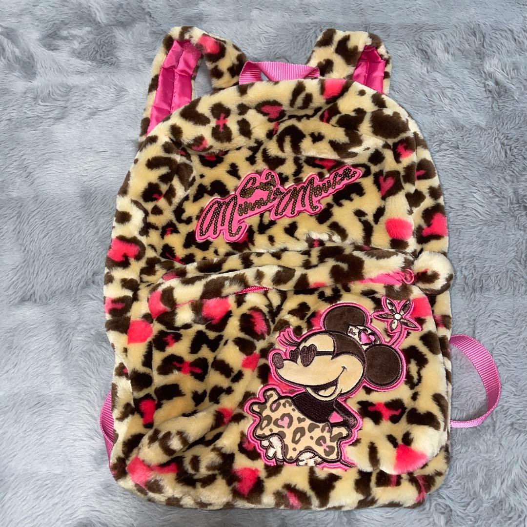 【美品】ミニーマウス　ヒョウ柄　リュックサック