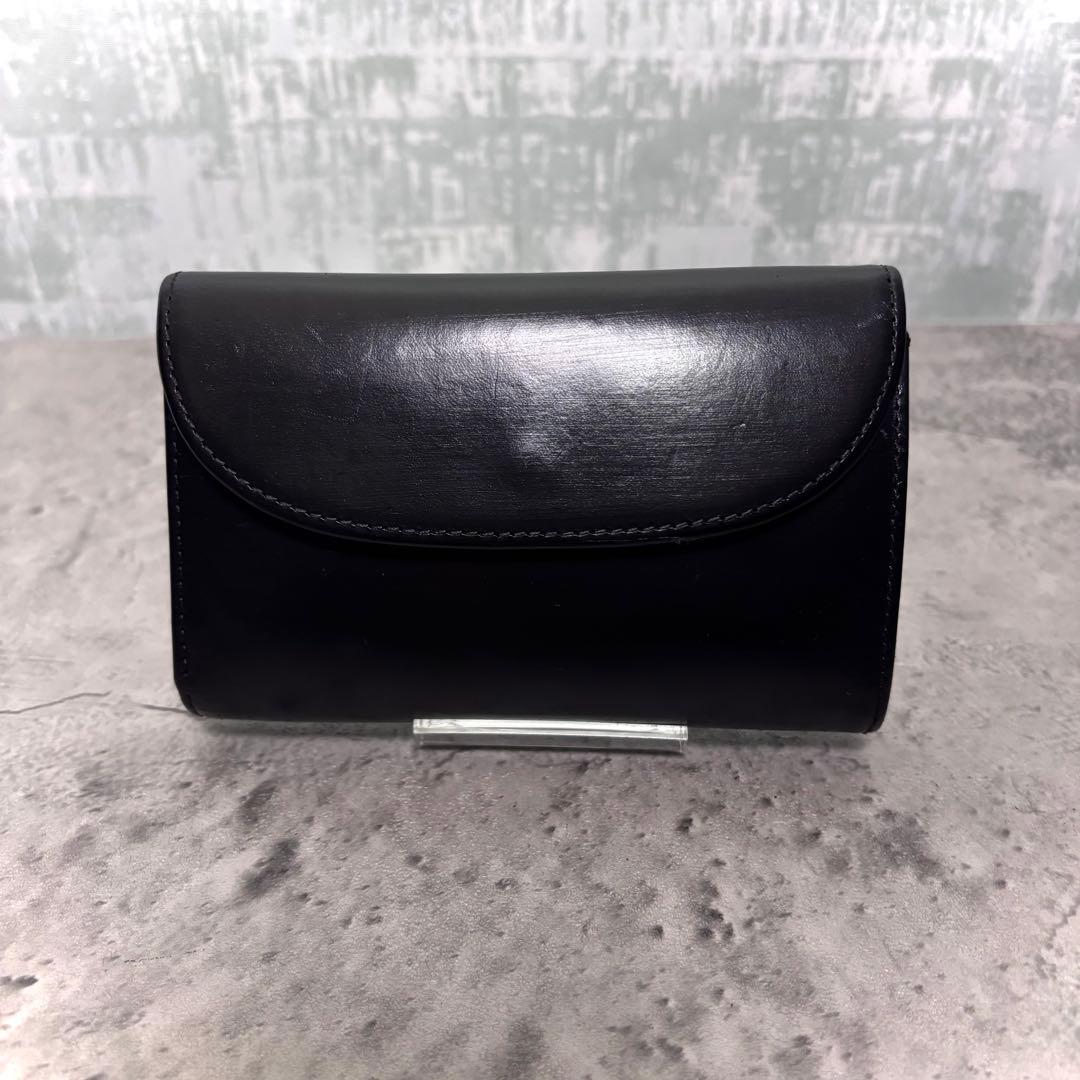 【よろしくん！】ホワイトハウスコックス 3つ折り財布 黒 レザー ブラック