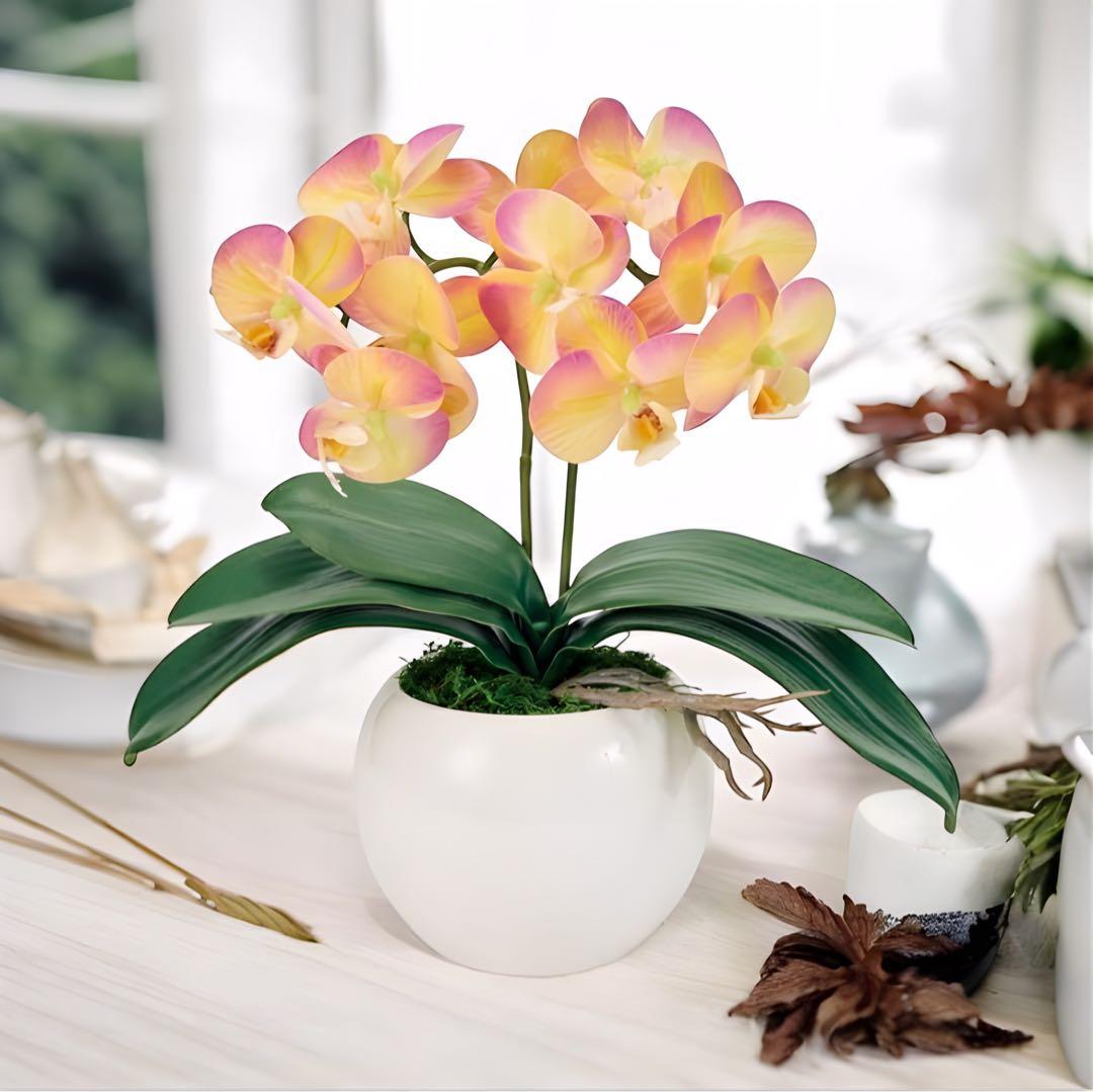 光触媒　人工観葉植物　フェイクグリーン　胡蝶蘭　ピュアオーキッド2本立ラベンダー