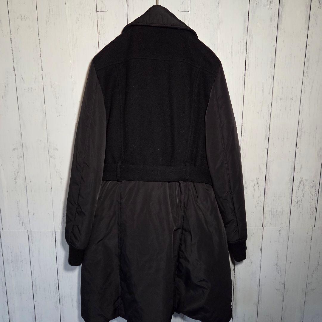 MOSCHINO ライダースコート ダウン ロング 異素材 切替 ウール 黒