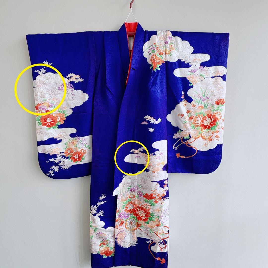 Buruburu　フルセット　きもの青　　簡単半襟　小物セット7282