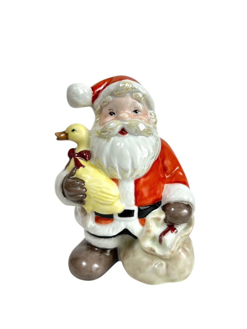 サンタクロース アヒル陶器置物