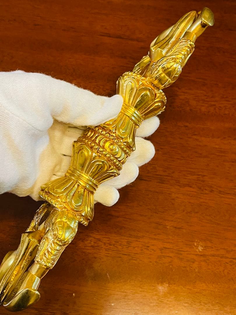 新品 未使用 法具 24金張 三鈷杵 ヴァジュラ 特大 サイズ約23㎝