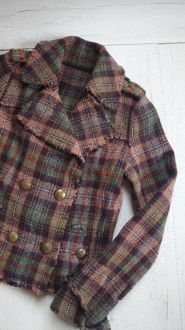 BURBERRYブルーレーベル　チェック柄ミリタリージャケット