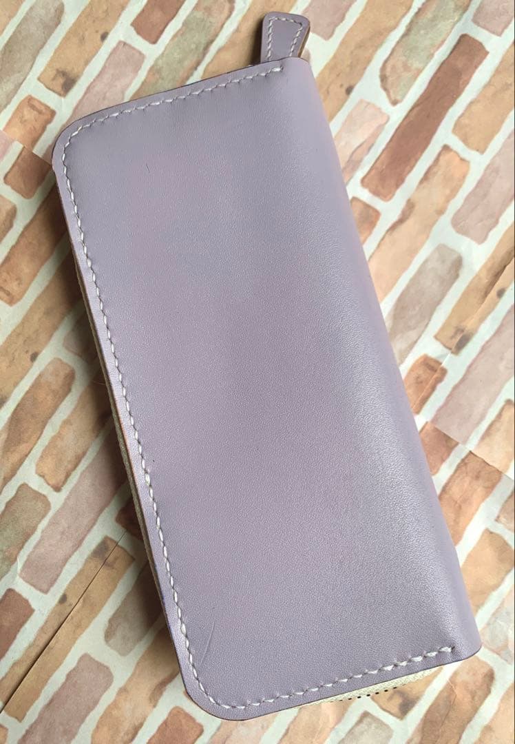 本革 3本挿しラウンドファスナーペンケース パープル 姫路レザー 手縫い