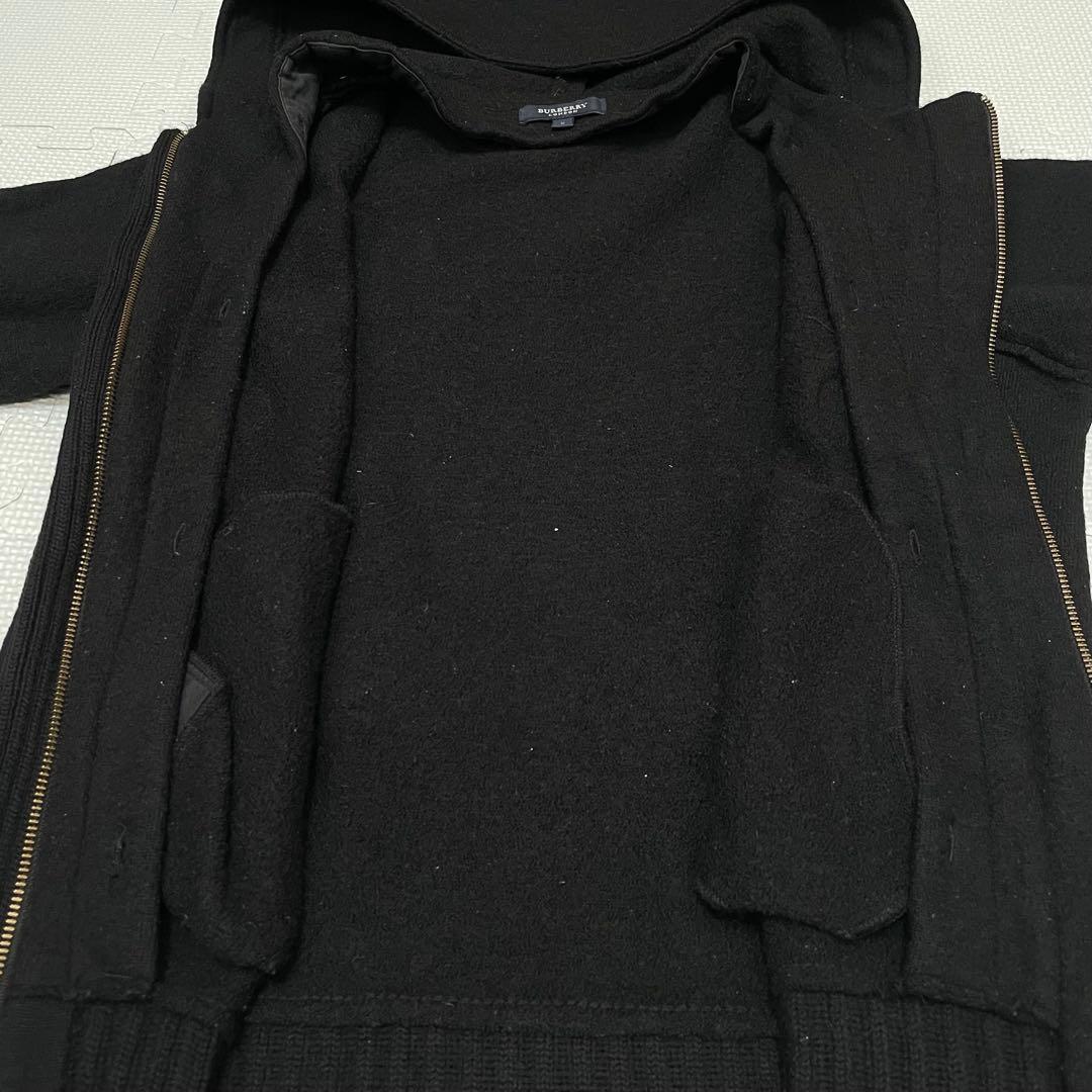 良品 バーバリーロンドン ウール ニット ダッフルコート ショート ブラック 黒