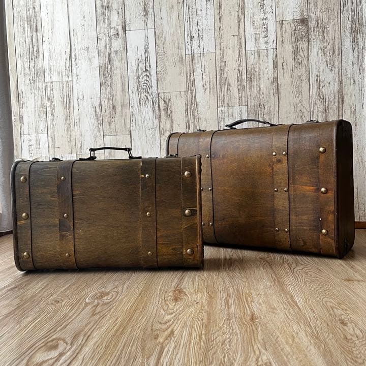 トランク大中2個セット インテリア 収納 アンティーク雑貨 撮影セット 雑貨