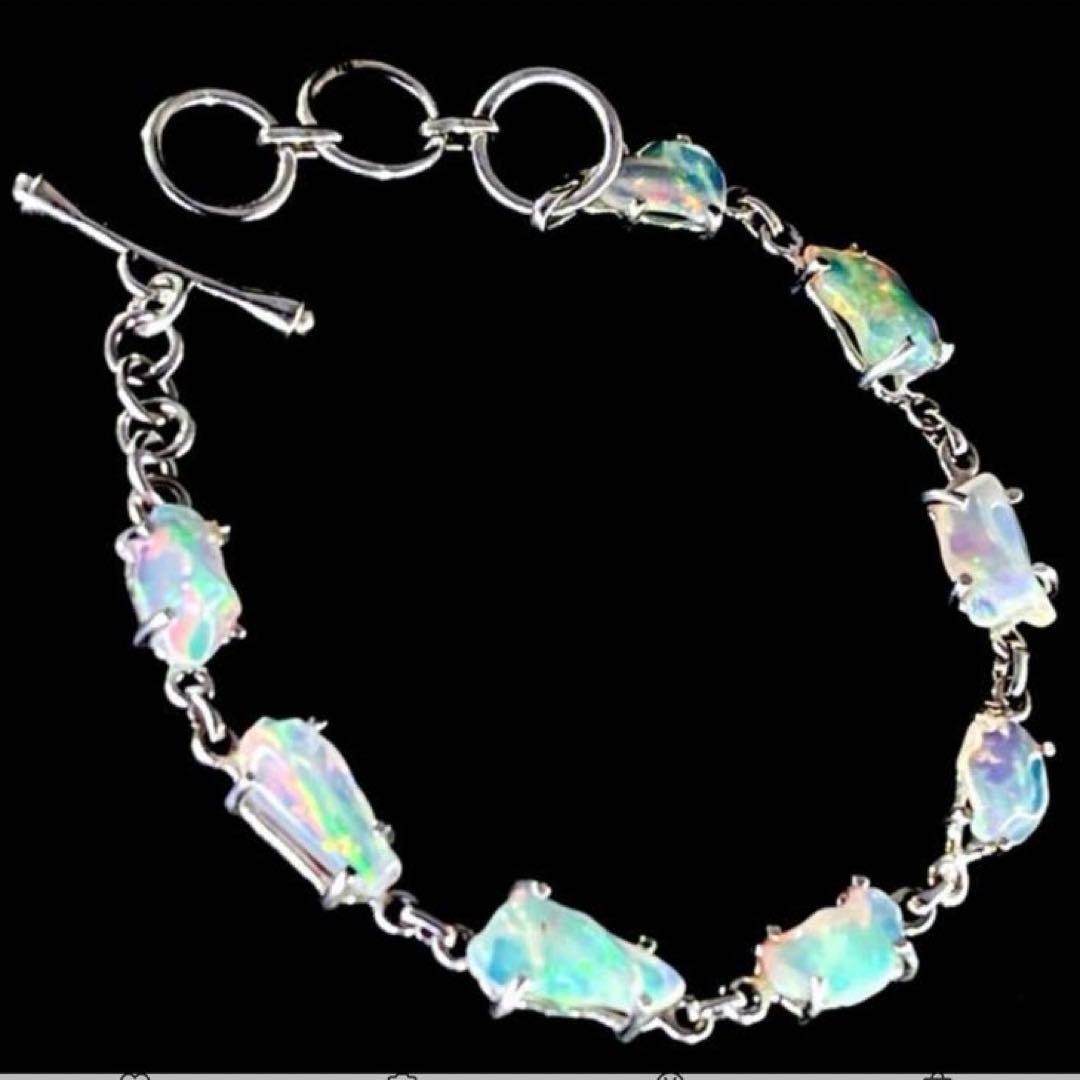 エチオピアンオパール8粒／シルバー925 ブレスレット