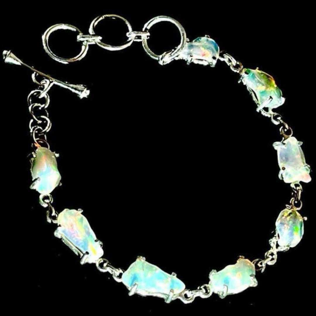 エチオピアンオパール8粒／シルバー925 ブレスレット