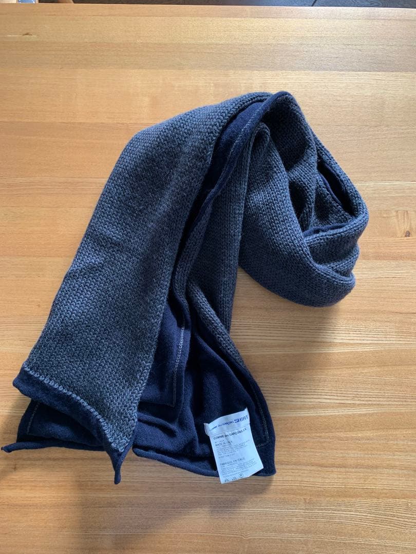 コムデギャルソンシャツ マフラー 紺×グレー