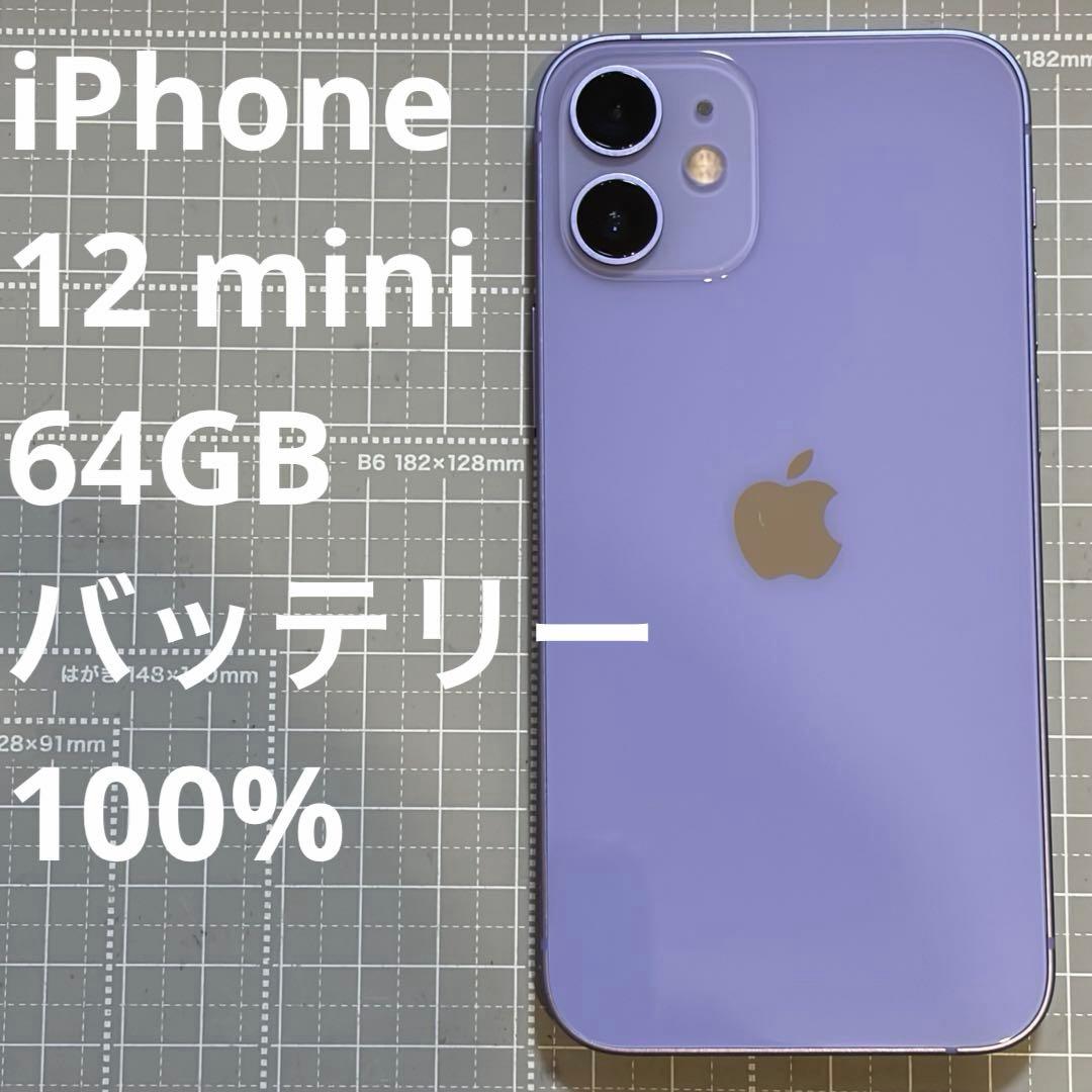 iPhone12 mini 64GBパープル バッテリー100%