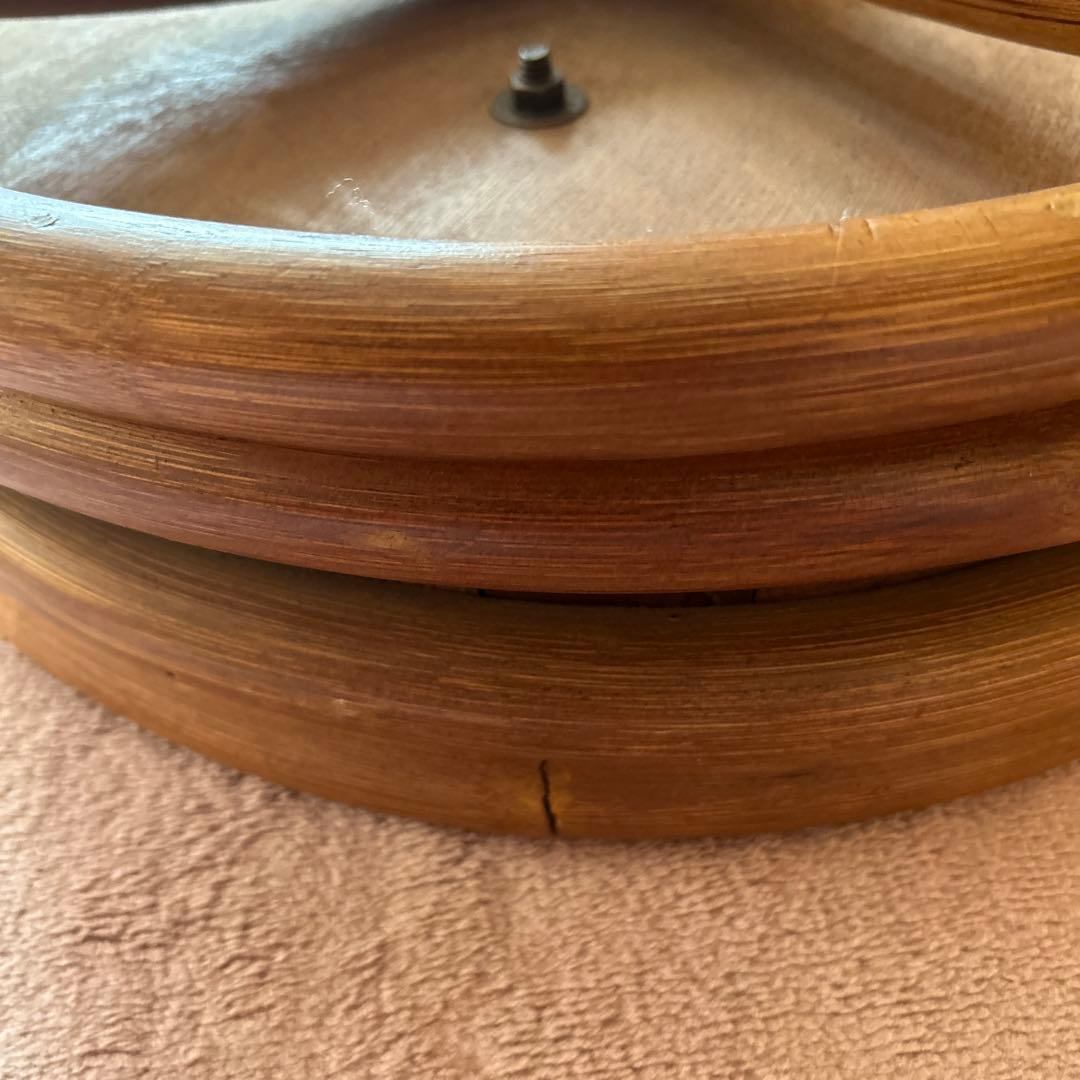 ラタンのテーブル ガラス天板 直径81cm ガラス直径73cm 高さ50cm