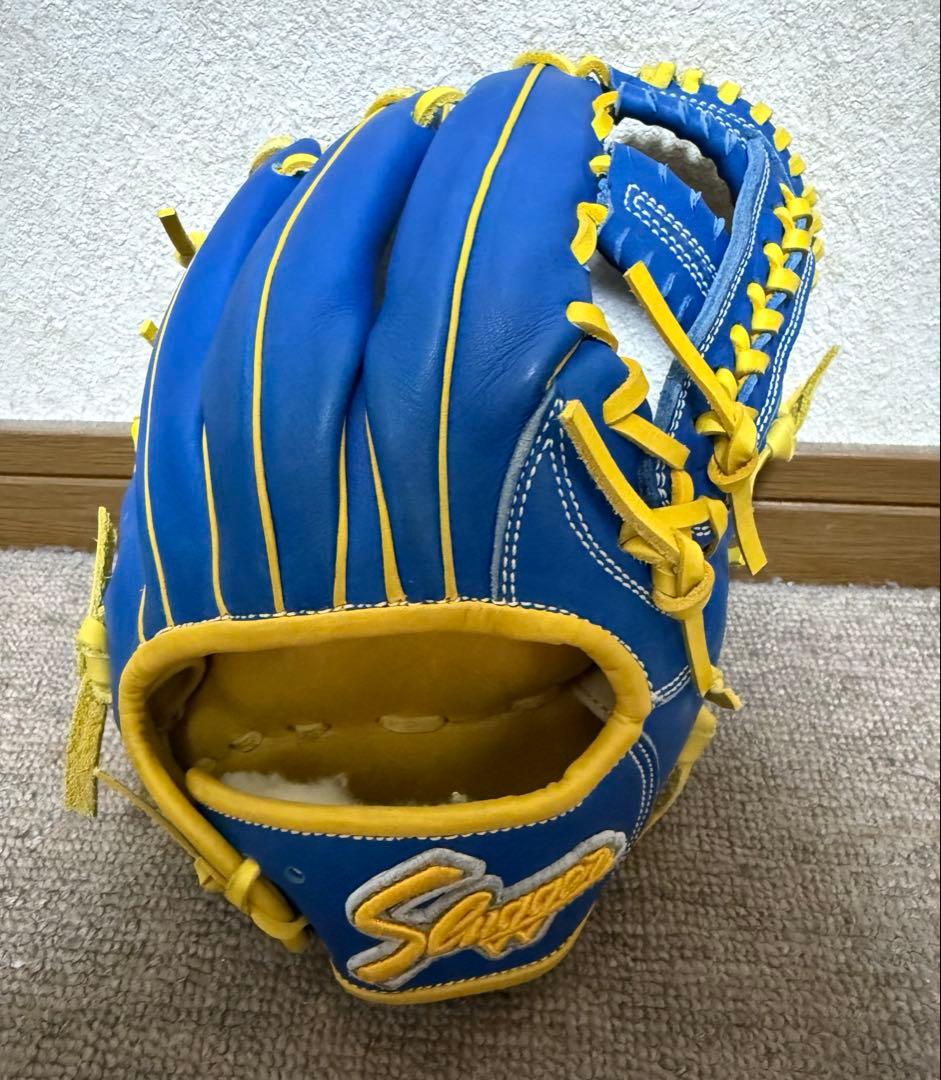 久保田スラッガー　軟式グローブ　内野手用　ブルーイエロー　湯もみ型付け済