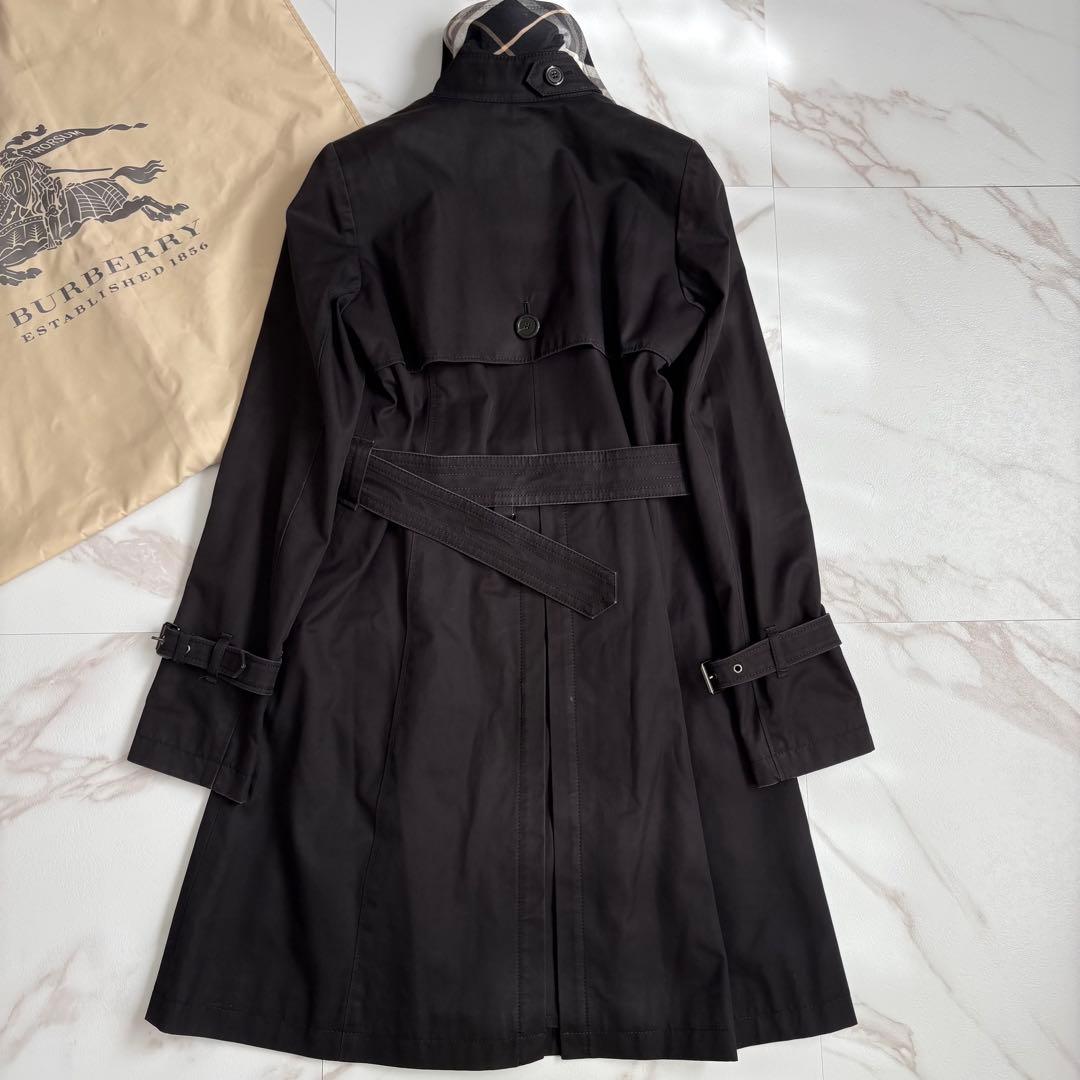 人気◆バーバリーブルーレーベル ライナー ベルト付 トレンチコート 黒 L