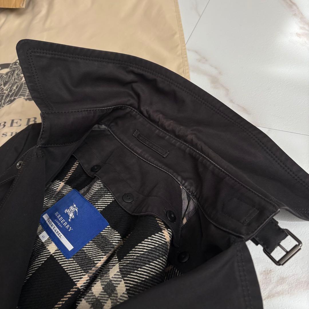 人気◆バーバリーブルーレーベル ライナー ベルト付 トレンチコート 黒 L