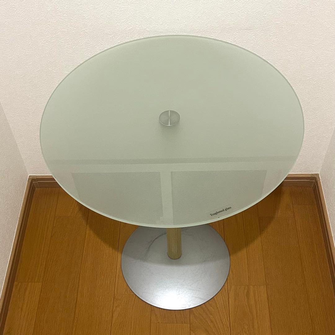 ガラスサイドテーブル　丸テーブル　強化ガラス