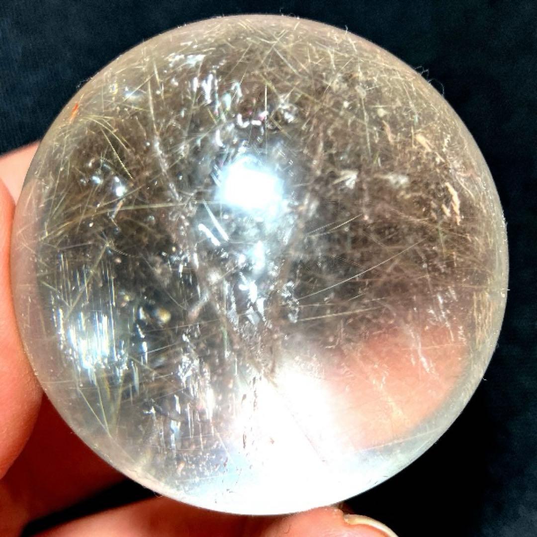 50mm ゴールドルチルクォーツ　丸玉　スフィア　金針水晶