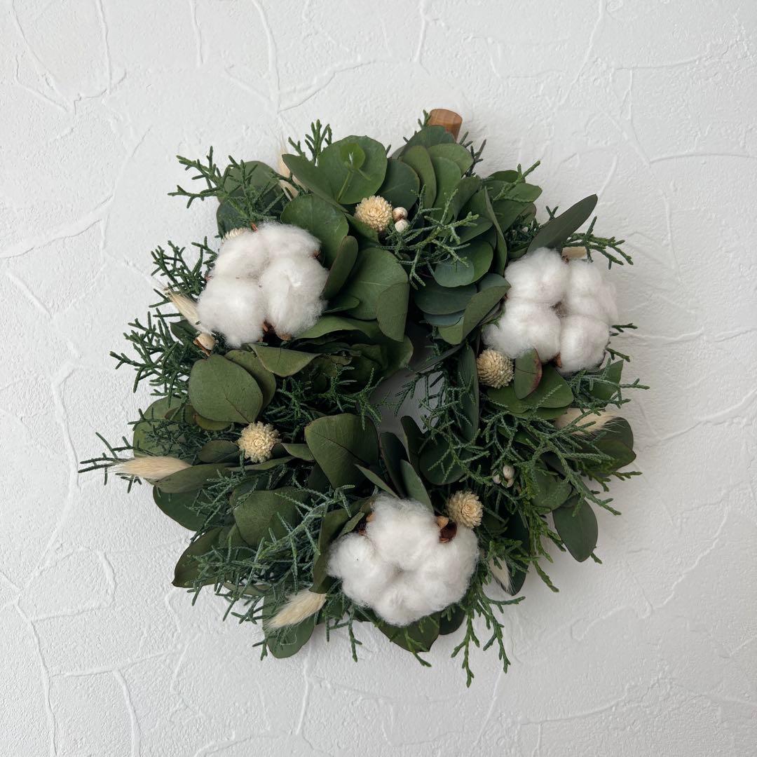 ポポラスとコットンのナチュラルリース ***ラッピング無料 冬 プレゼント