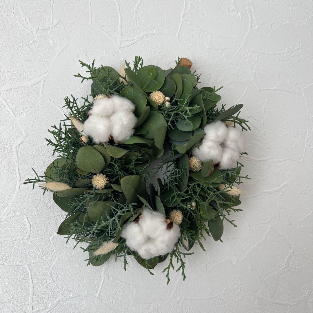 ポポラスとコットンのナチュラルリース ***ラッピング無料 冬 プレゼント