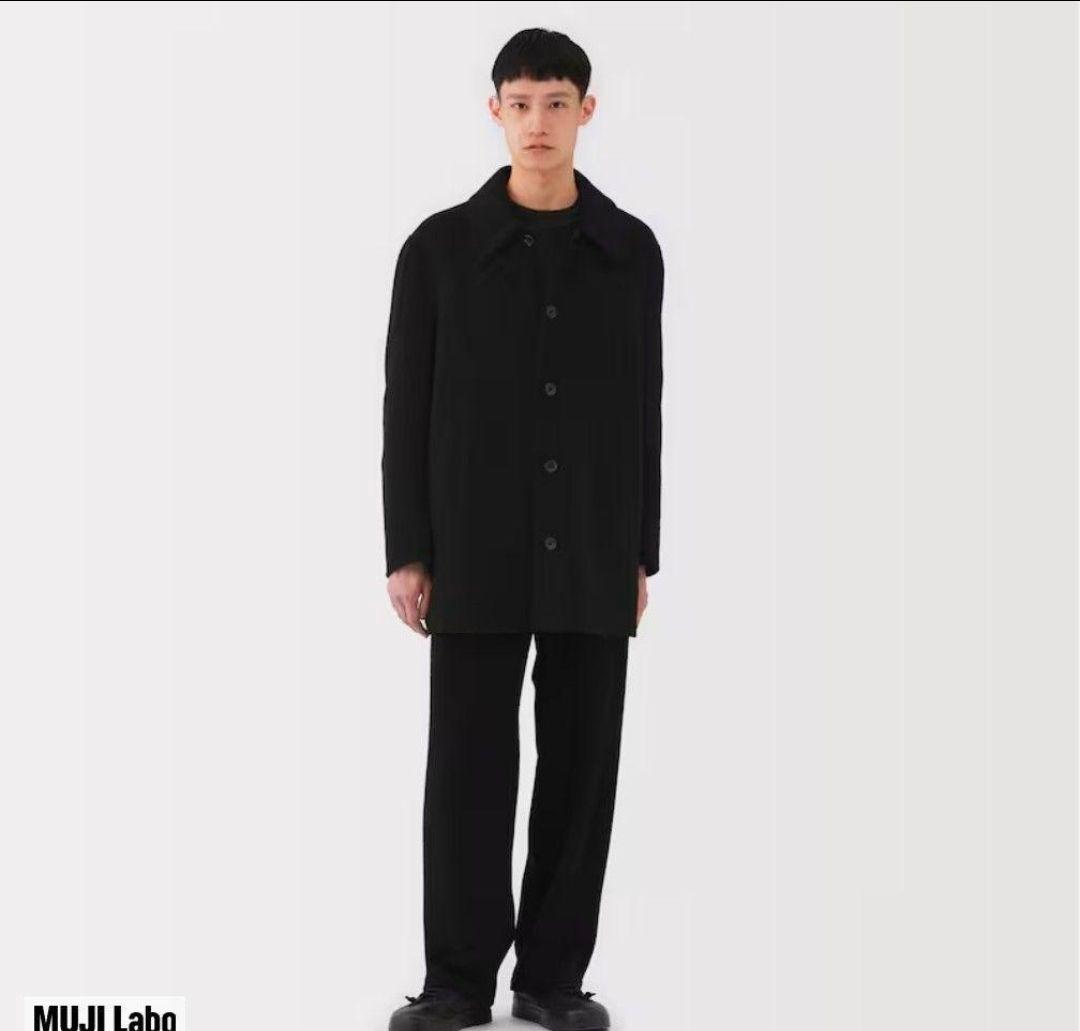 MUJI Labo　カシミヤ混ショートステンカラーコート　XL　黒