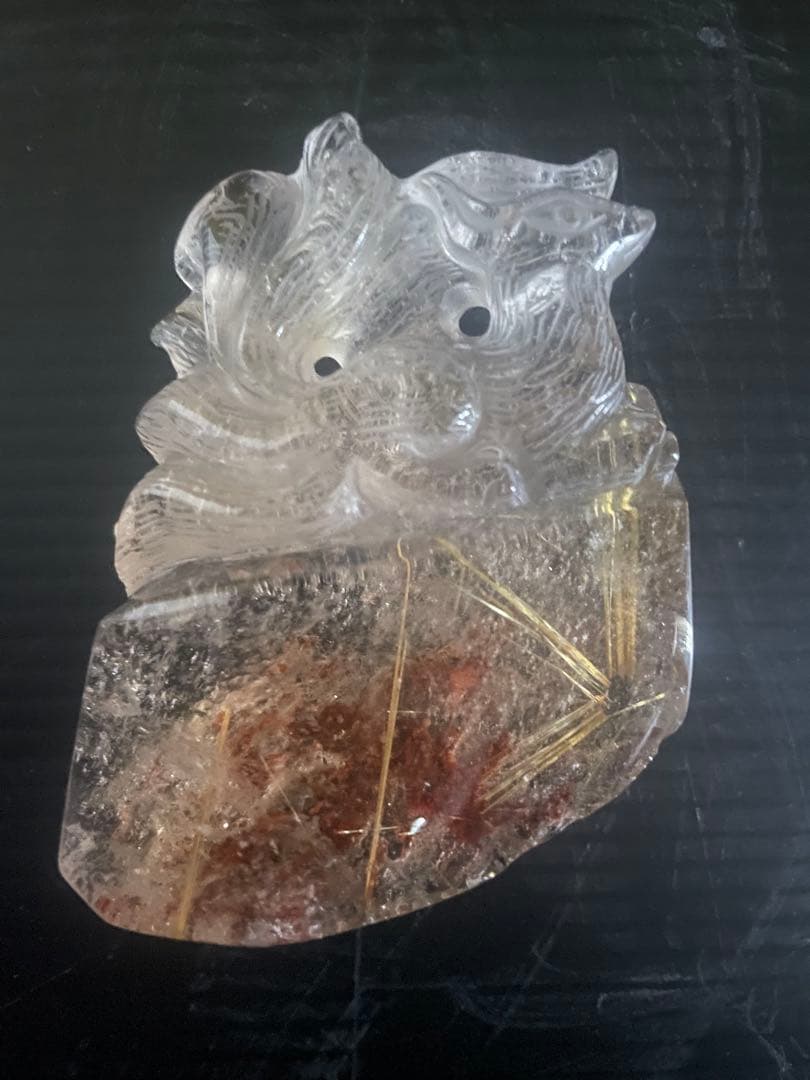 最終値下げ　太陽放射ガーデンルチル九尾彫り物　専用台座