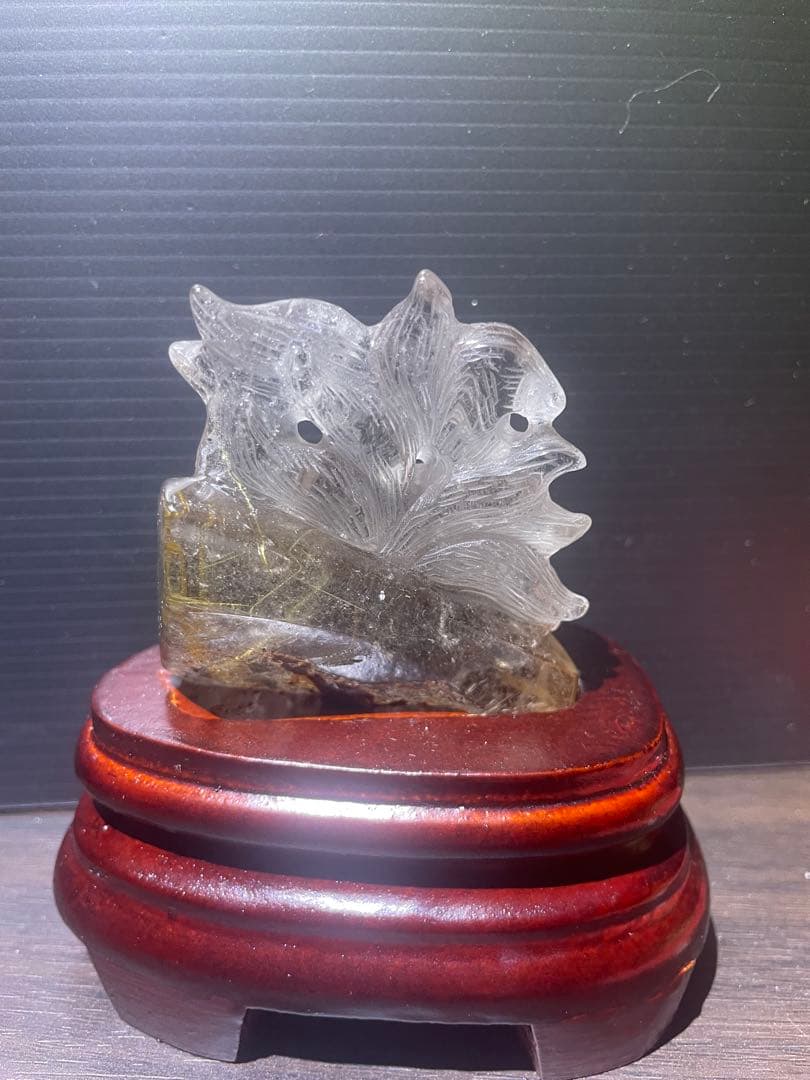 最終値下げ　太陽放射ガーデンルチル九尾彫り物　専用台座