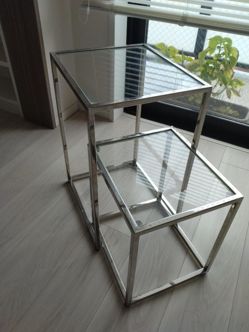 Francfranc レーヌ ネストテーブル S クリア×シルバー