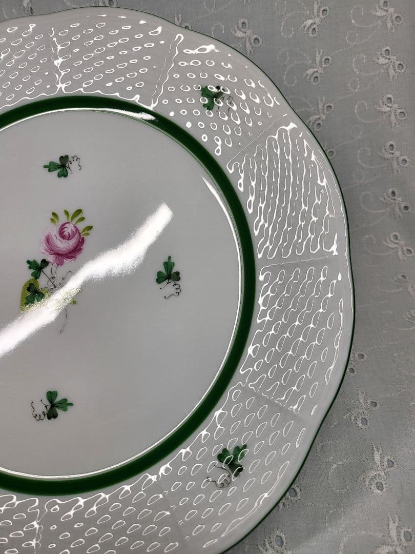 未使用近✨ヘレンド ウィーンの薔薇 プレート 中皿 ピンク ローズ 23cm①