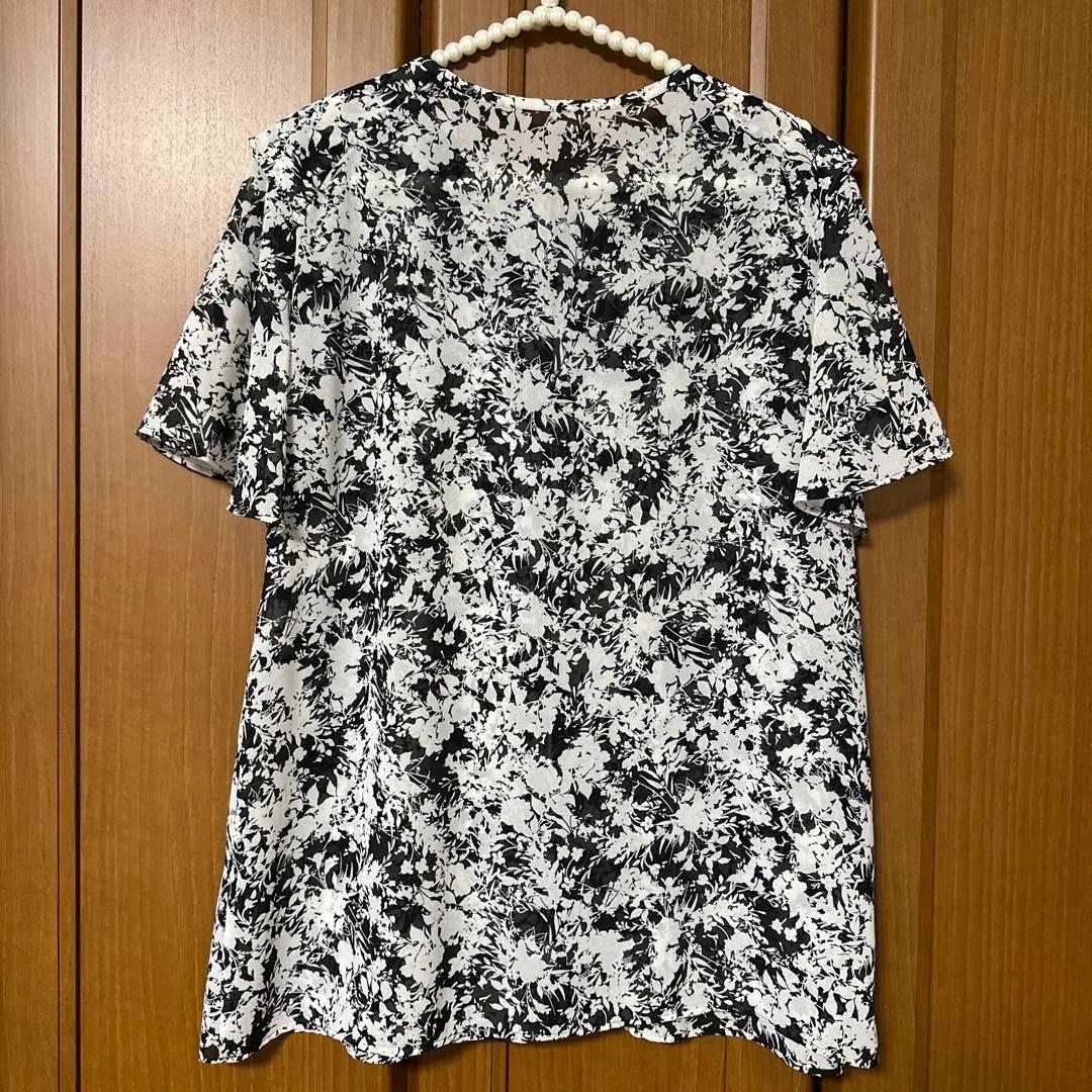 ANAYI アナイ シャドーフラワープリントラッフルブラウス