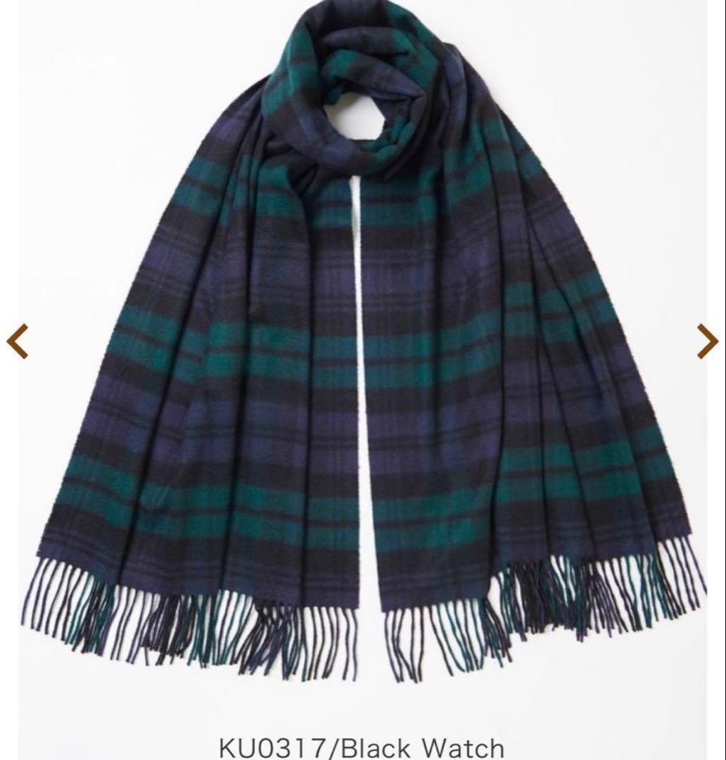 ジョンストンズ　大判ストール　カシミヤ100% ブラックウォッチ　チェック柄