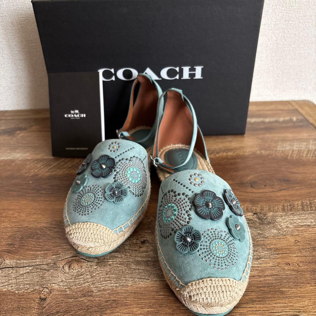 COACH レザーフラワー　サンダル　エスパドリーユ【未使用美品】 再値下げ品