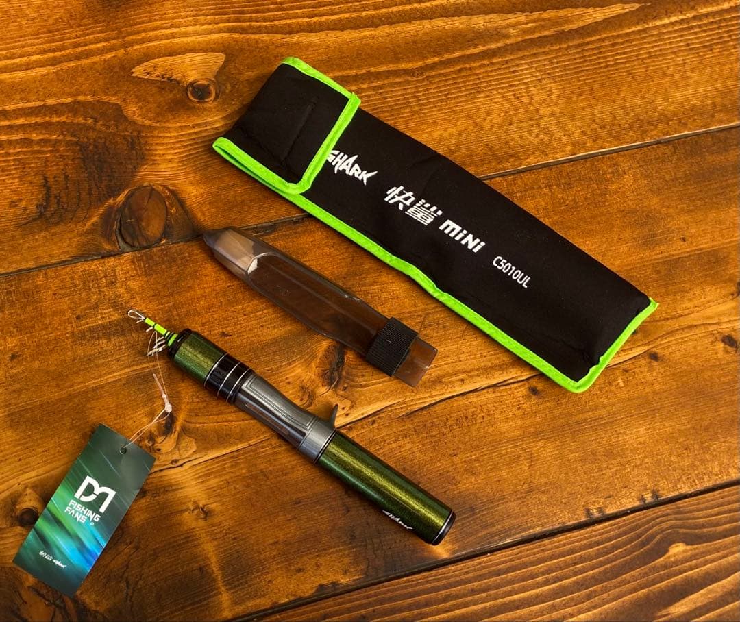 超コンパクト　トラウトロッド　5ft ベイトロッド グリーン　渓流釣り　テレスコ