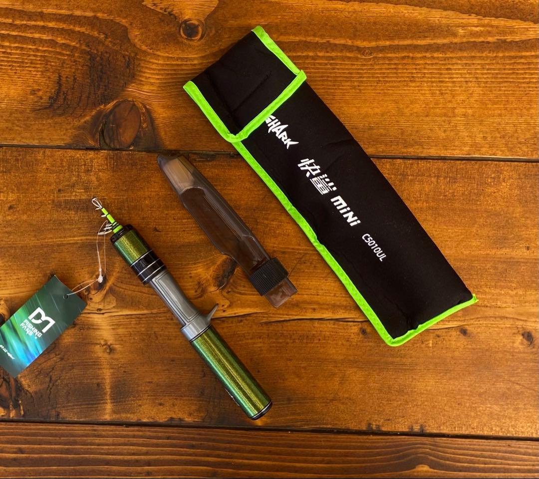 超コンパクト　トラウトロッド　5ft ベイトロッド グリーン　渓流釣り　テレスコ