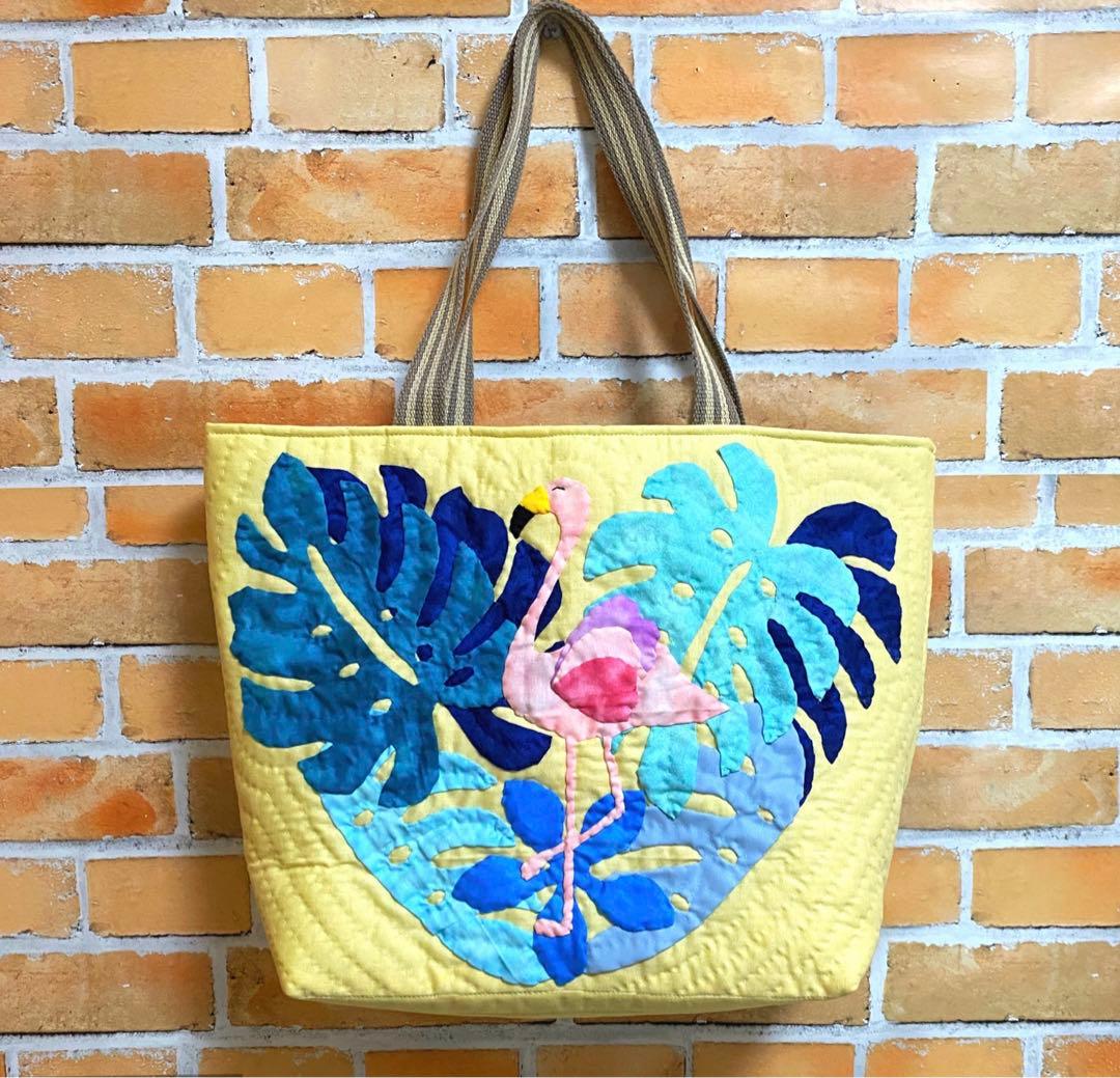 ハワイアンキルトバッグ（フラミンゴ）