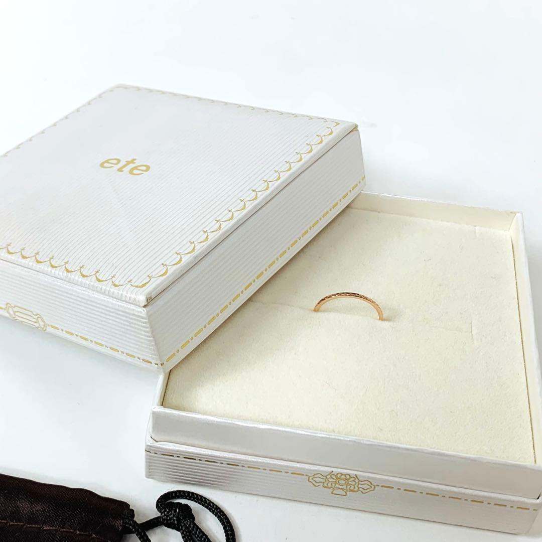 美品ete エテ k10 ピンクゴールド クレールカットリング 9号