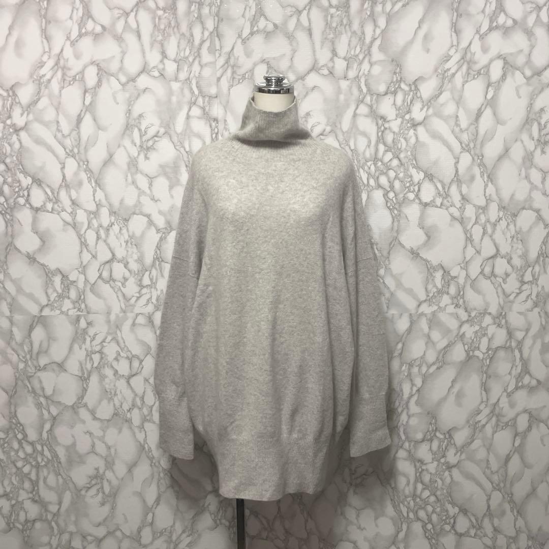 Whim Gazette タートルネックラフライトハイゲージニット　ラクーン混