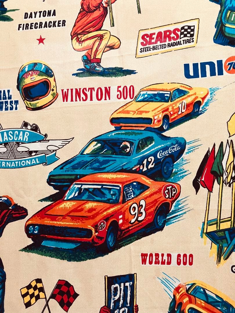 70s sears ファブリック　NASCAR大判シーツ　RACE USA製