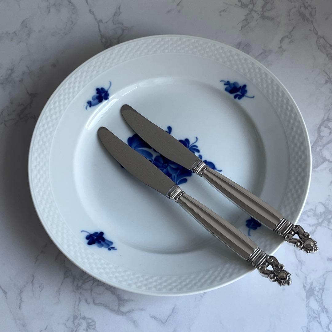 【未使用】ジョージジェンセン ACORN エコーン ディナーナイフ 2本組 純銀