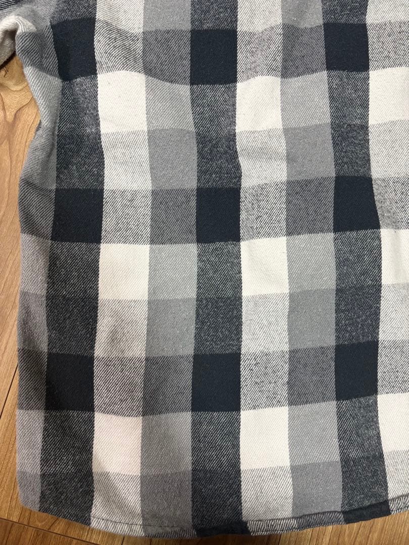 【好配色】FIVE BROTHERネルシャツ　白黒グレーブロックチェックMサイズ