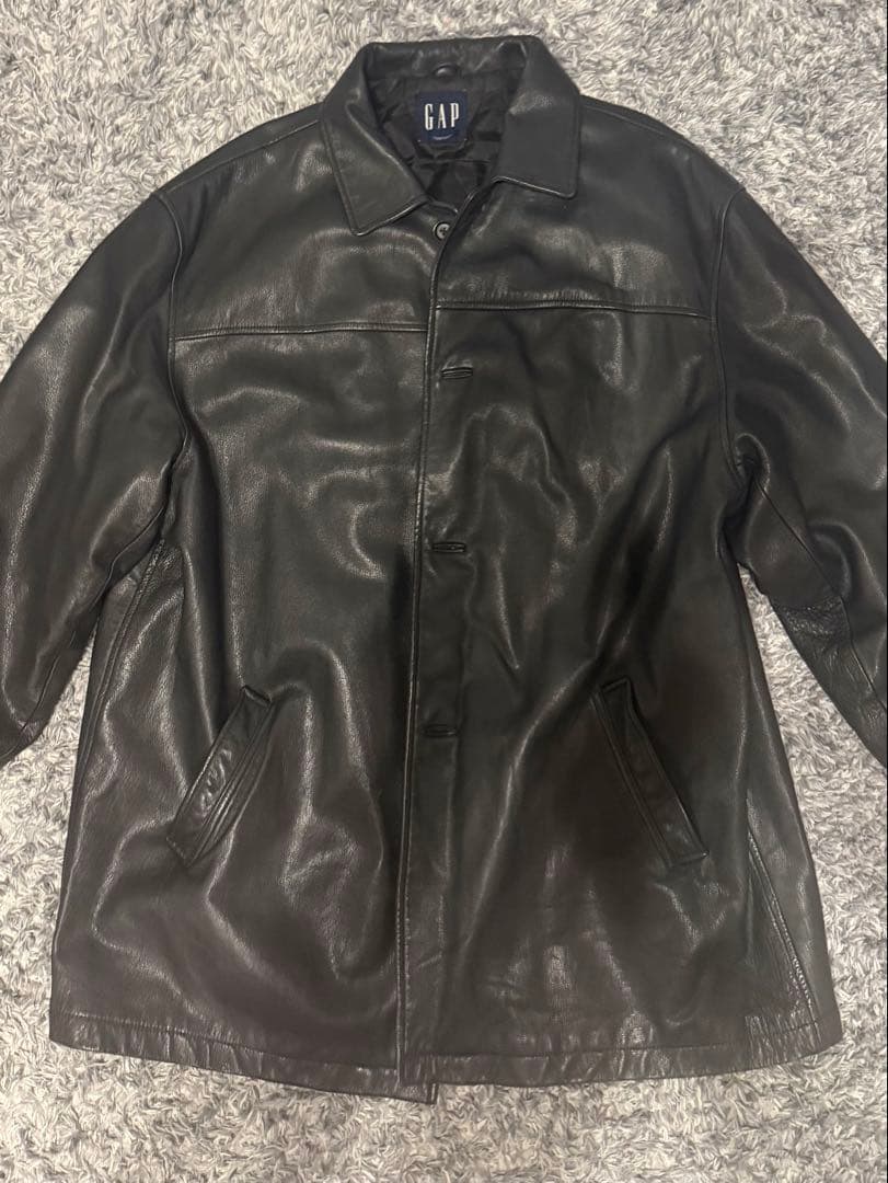 美品！OLDGAP ブラックレザーカーコート　XL 2XL XXL