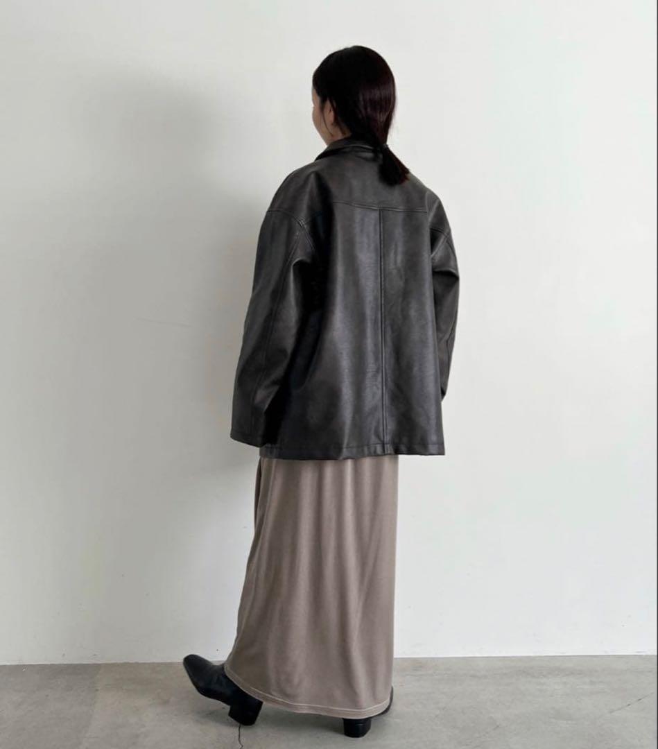 select MOCA by son ステンカラーフェイクレザージャケット