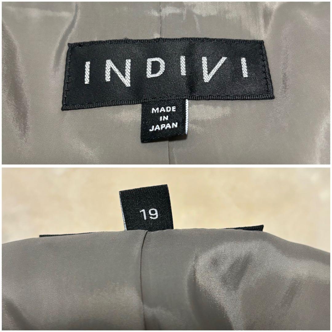 INDIVI 【洗える／UVケア／定番スーツ】ウール調ノーカラージャケット19