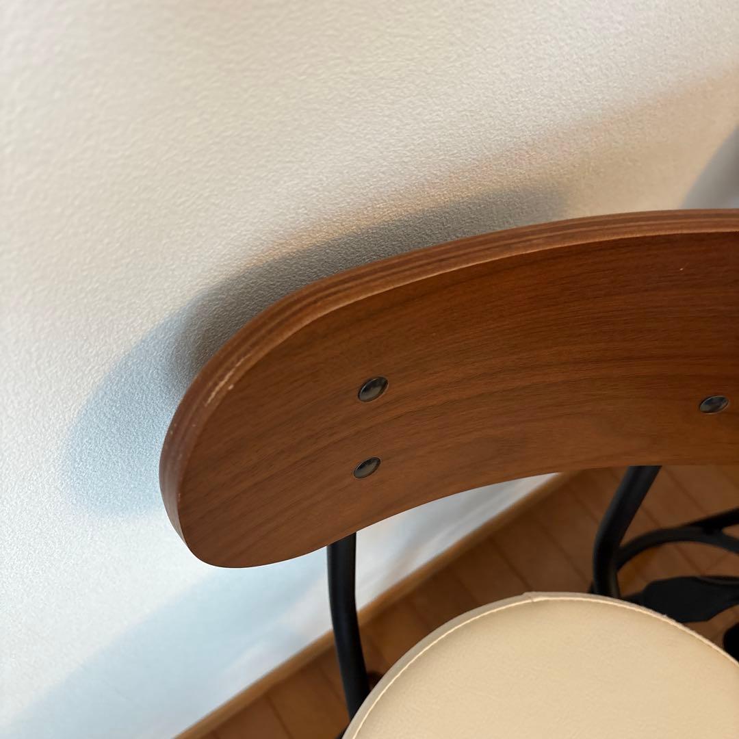 カウンターチェア2脚セット*ベージュ×ブラウン背もたれ　バーチェア スツール