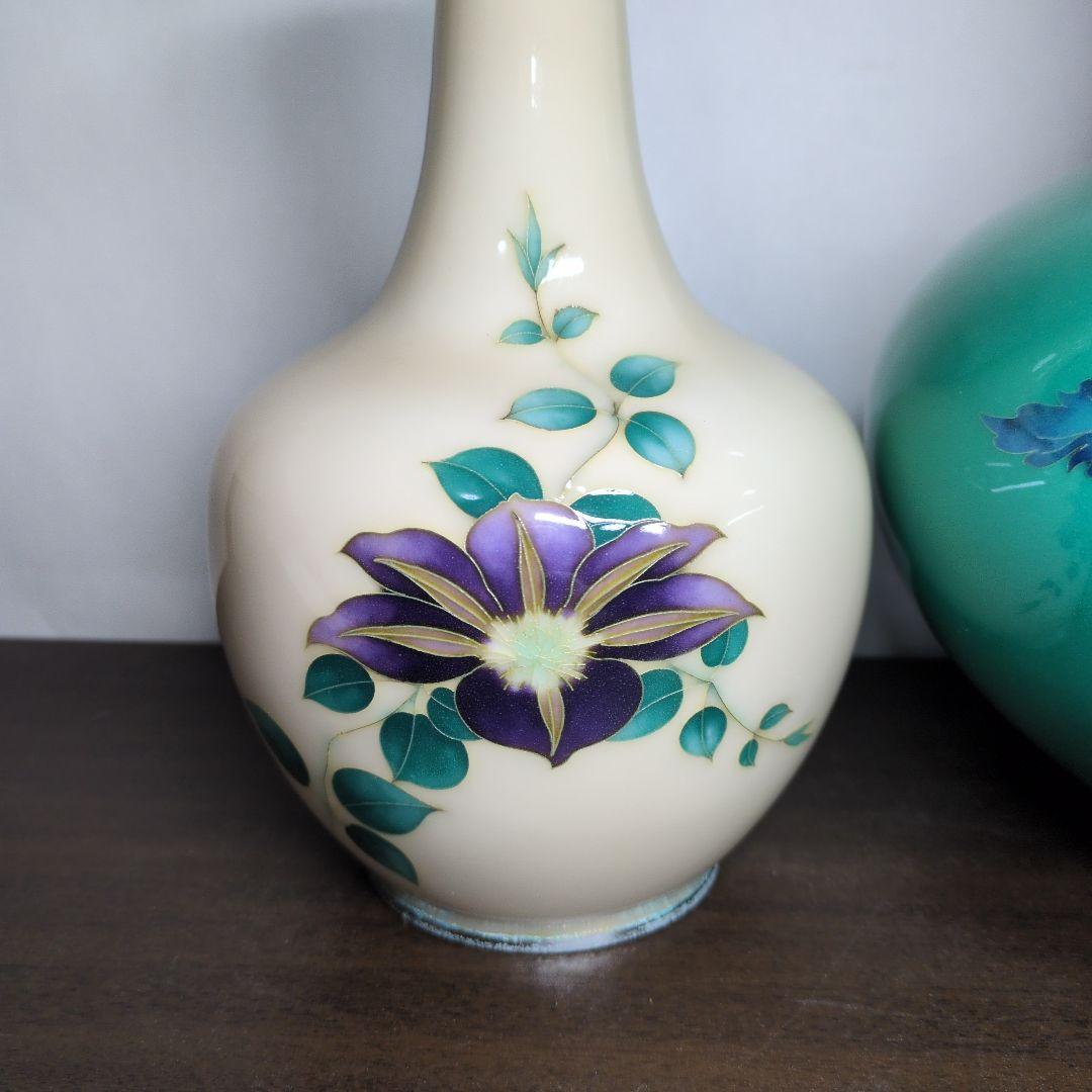 田村七宝工芸 花文 花瓶 2点セット