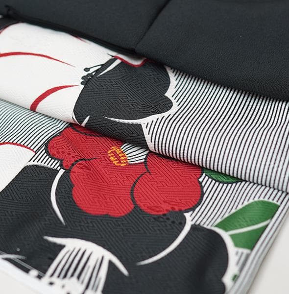 七五三 三歳 女児 被布コート 着物 長襦袢 3点セット 黒色×白 祝着