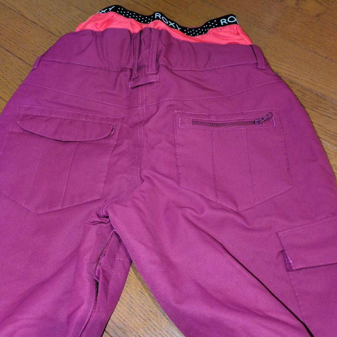 【美品】ROXY　スノボウェア　上下セット　総柄　デニム風　ワインレッド　Ｓ