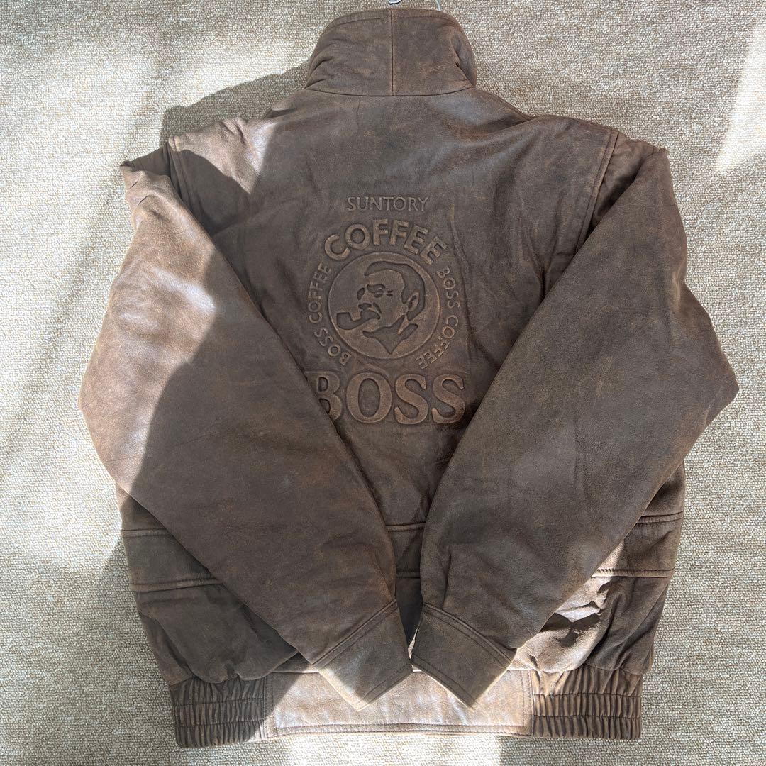 お*ん様 サントリー　BOSSジャン レザーフライトジャケット　L ボスジャン