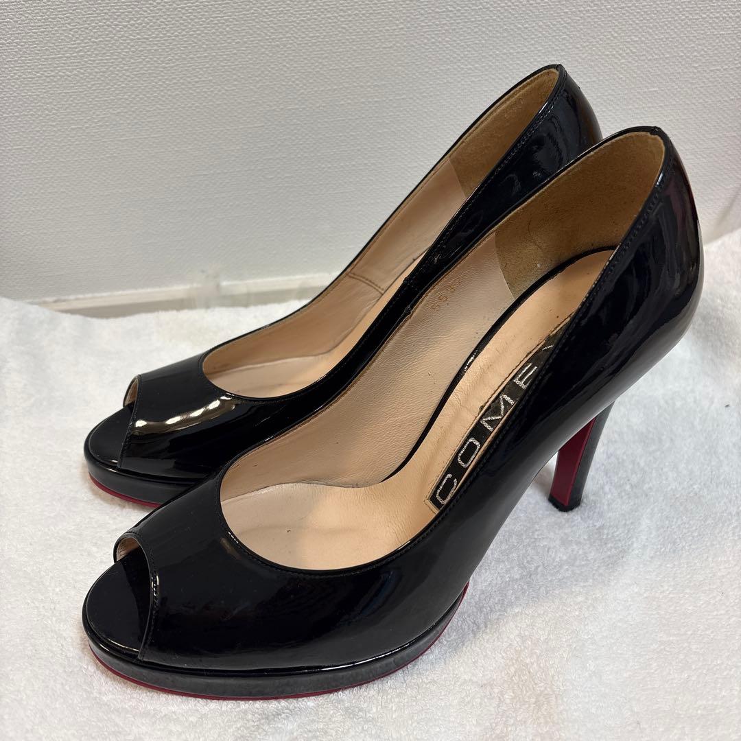 COMEX ブラック×レッド オープントゥ ハイヒール　23センチ
