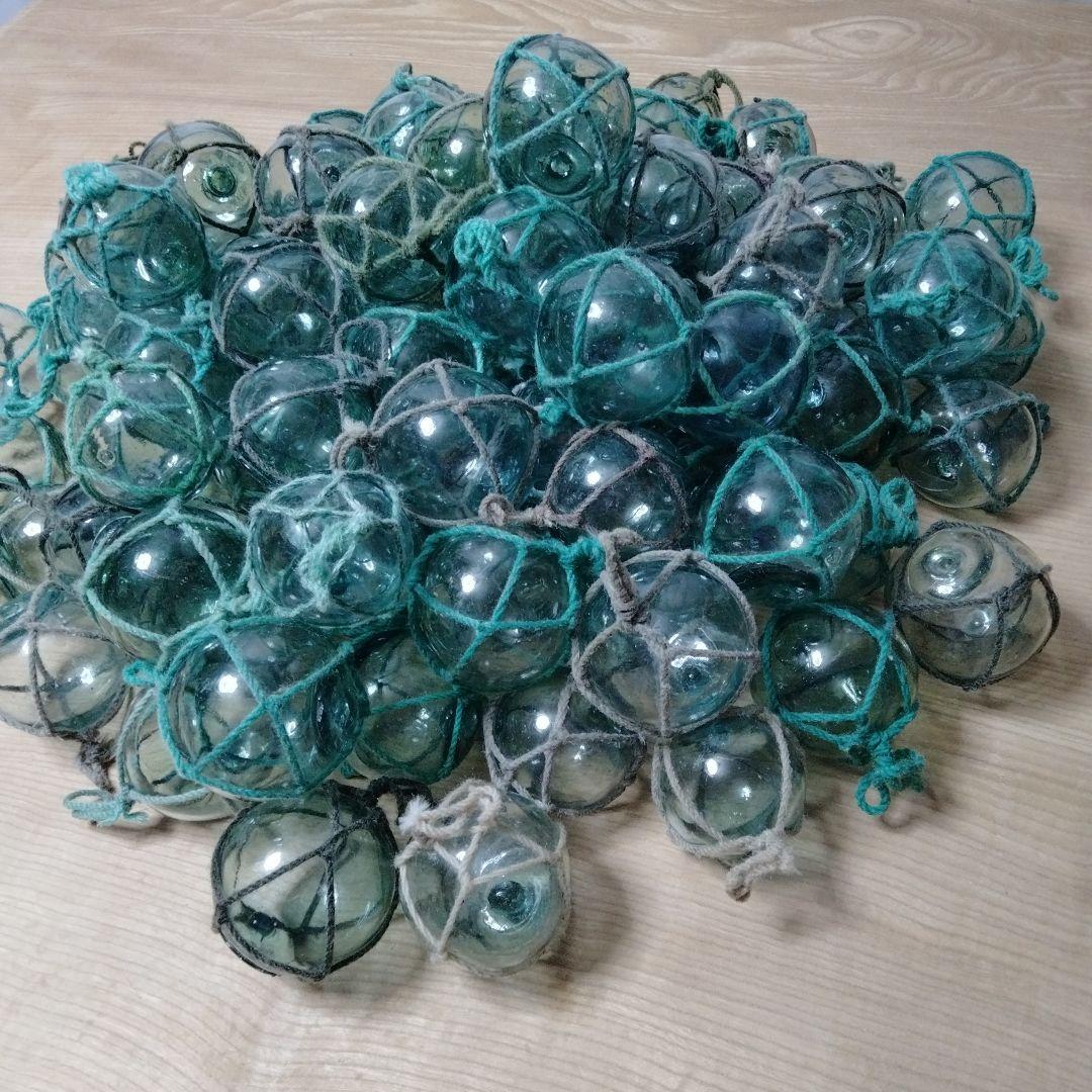 ガラス浮き球　浮き玉　９７個セット　網紐付き