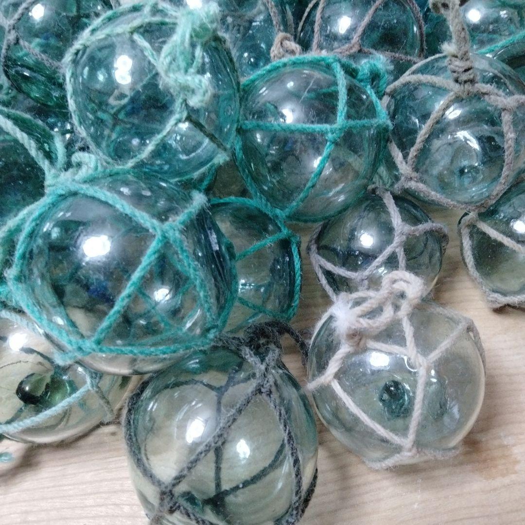 ガラス浮き球　浮き玉　９７個セット　網紐付き